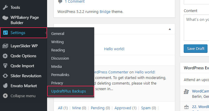 where does wordpress backup scheduler store its files