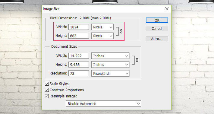 photoshop image resize height and width