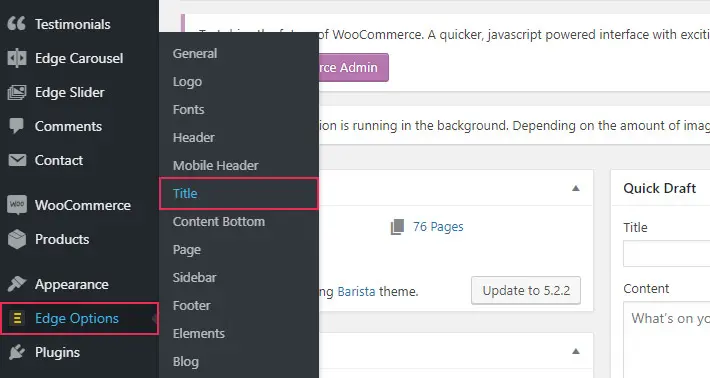 Qode Themes Title Area Settings