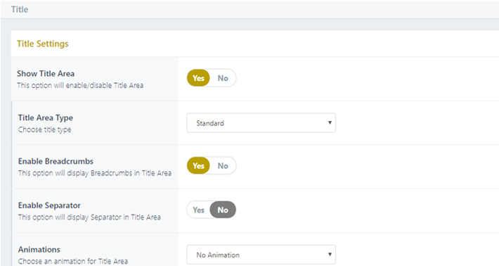 Qode Themes Title Area General Settings