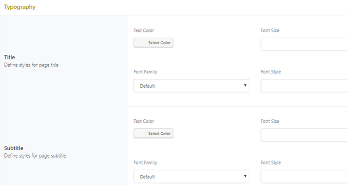 Qode Themes Title Area Settings on Page