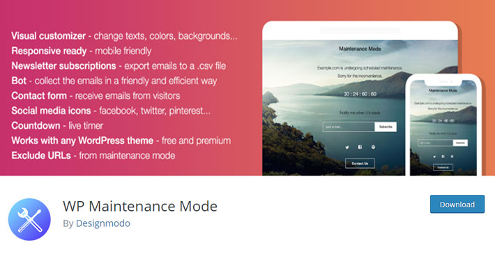 WP Maintenance Mode Plugin