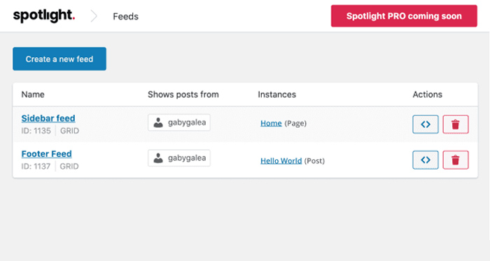 Access and manage all your feeds