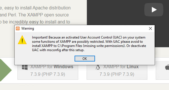 User Account Control (UAC) message