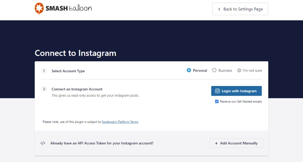 Login with Instagram button