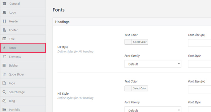 Qode Interactive Themes come with integrated Google Fonts