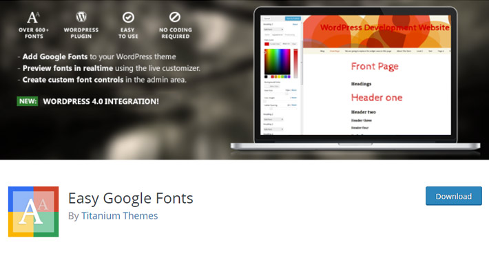 Easy Google Fonts Plugin