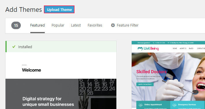 Upload WordPress Theme