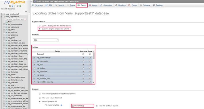 Custom export method