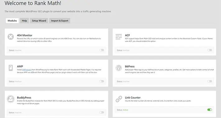 Rank Math Dashboard