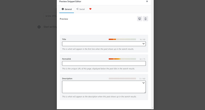 Rank Math Post Snippet Editor