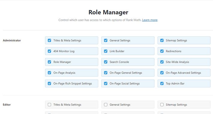 Rank Math Role Manager