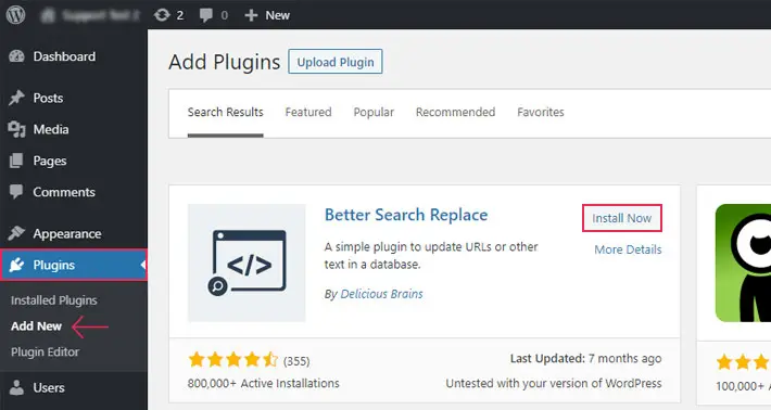 Better Search and Replace plugin