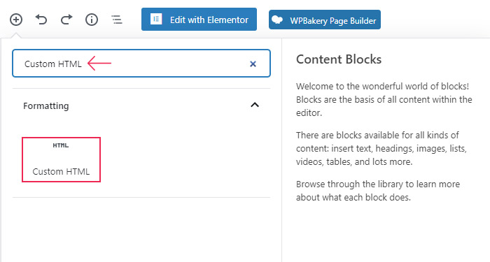 Gutenberg Custom HTML