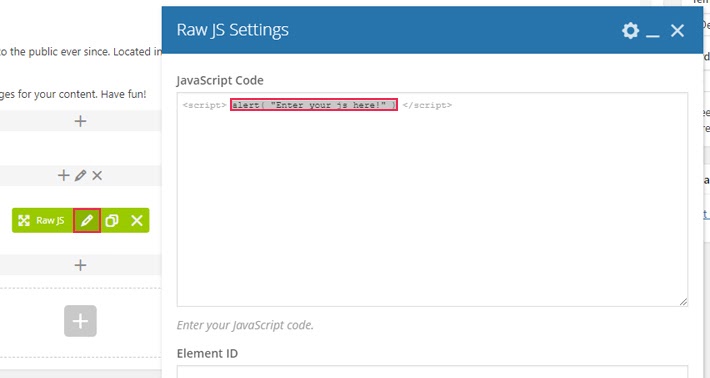 Raw JS Shortcode
