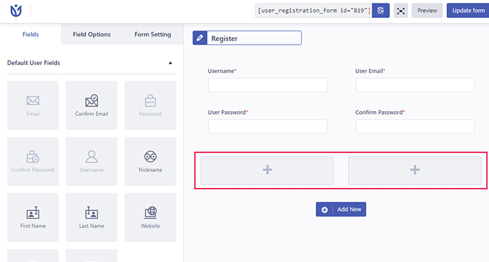 Registration Columns