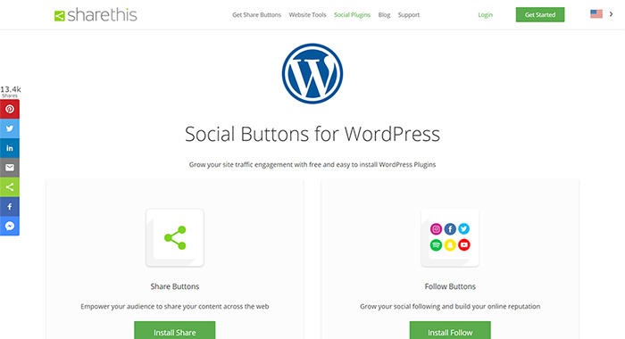 ShareThis Social Media Buttons for WordPress