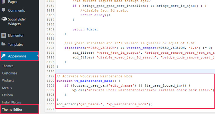 Enable Maintenance Mode in WordPress With Custom Code