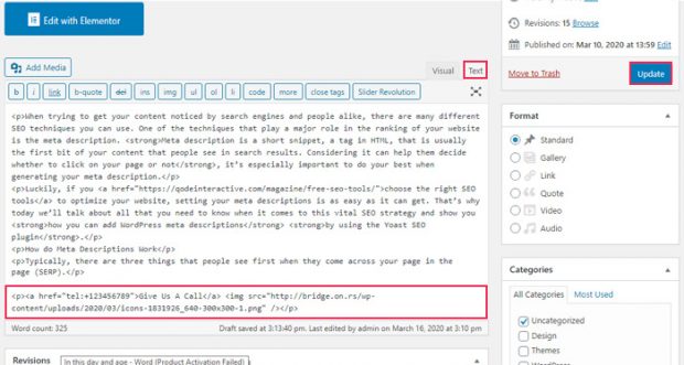 how to make phone number clickable in word