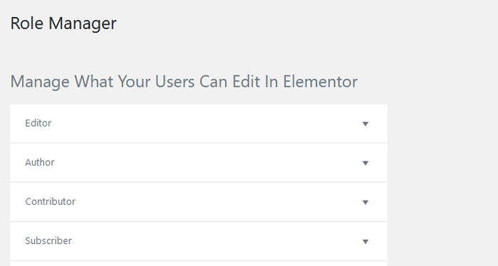 Elementor role manager