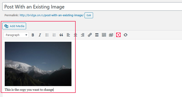 Working with Captions on Already Uploaded Images