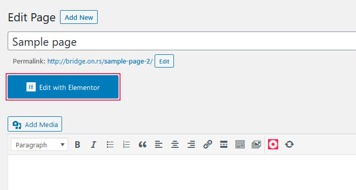 Edit page with Elementor