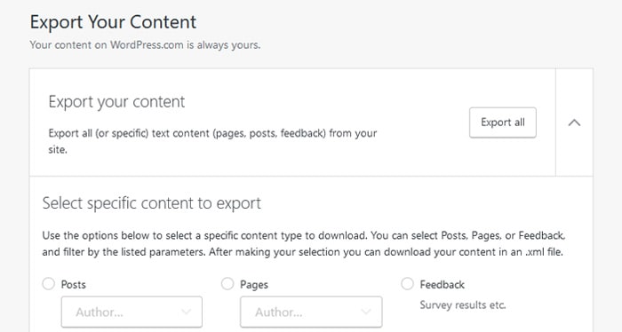 Export your content