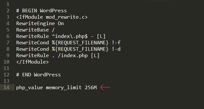 Htaccess memory limit increase