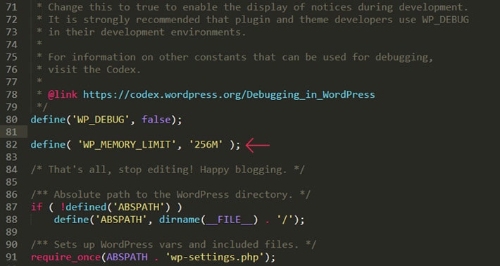 Wp config memory increase
