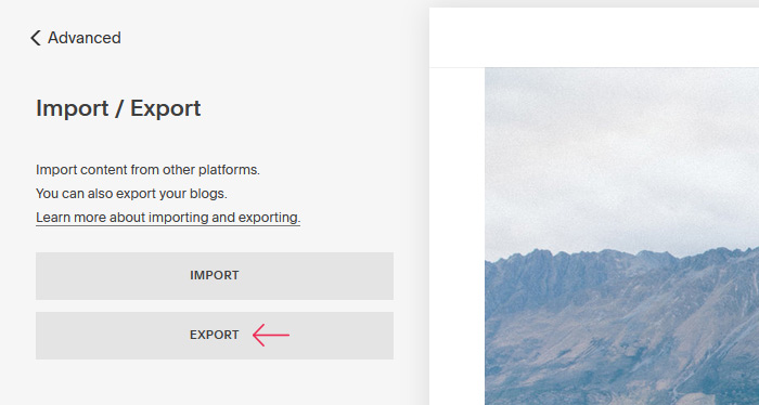 Export the Content from Squarespace