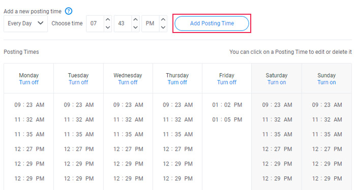 Schedule your posting times on your Buffer profile