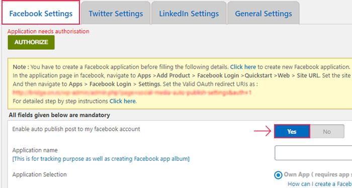 Enable auto publish post to my Facebook account