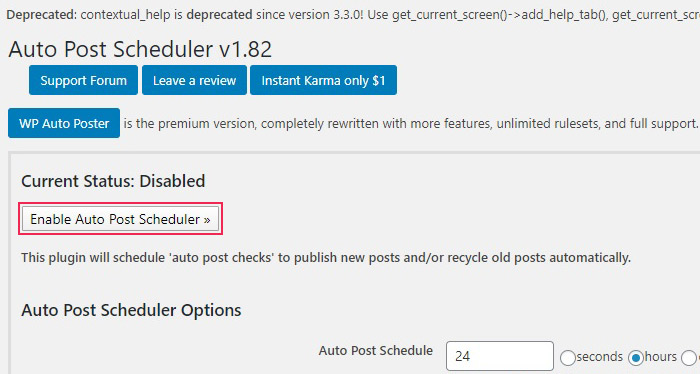 Enable Auto Post Scheduler