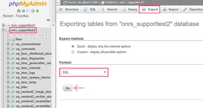 Export option