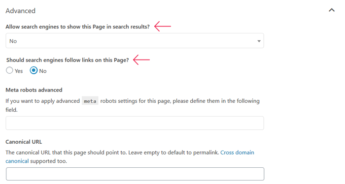 Stops search engines from following links on your page