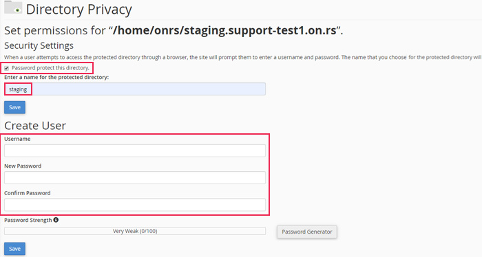 Password protect this directory