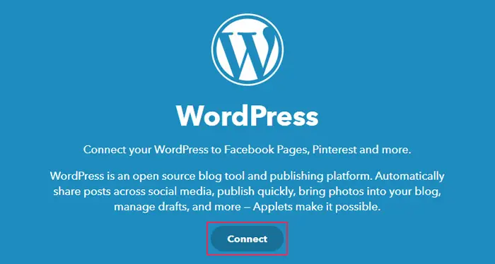 IFTTT WordPress page