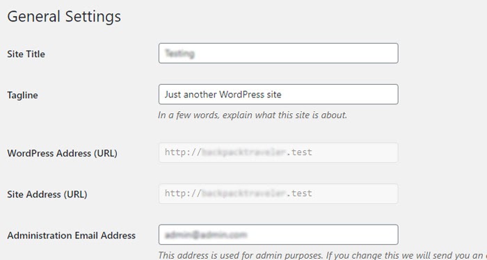 WordPress Websites URL