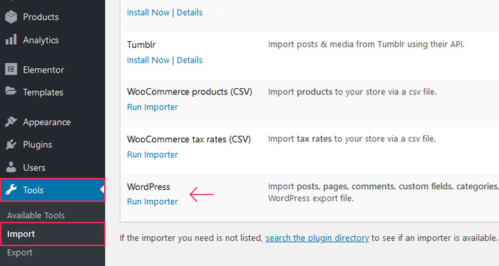 Import the Content to WordPress