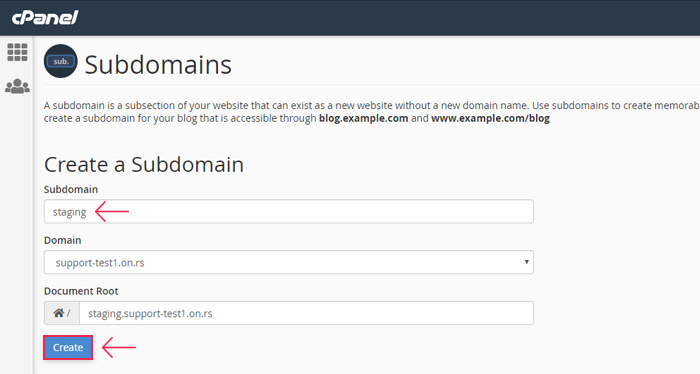 Create a subdomain