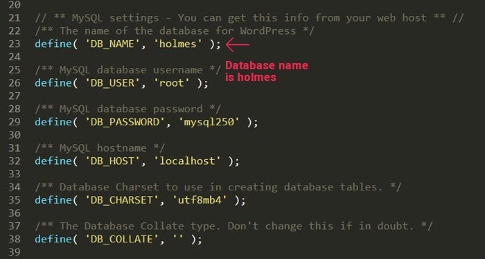 Find the name of your database
