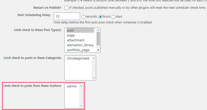 Author limit option