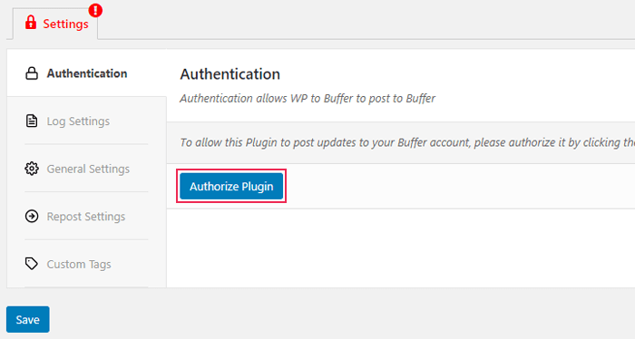 Authorize the plugin