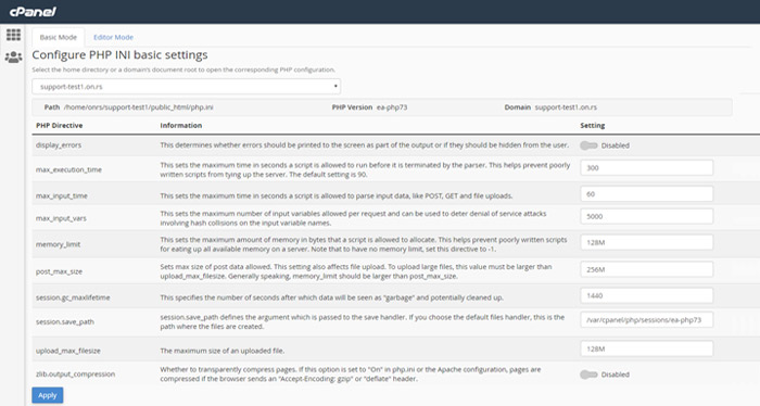 Increasing resourced via the php.ini file