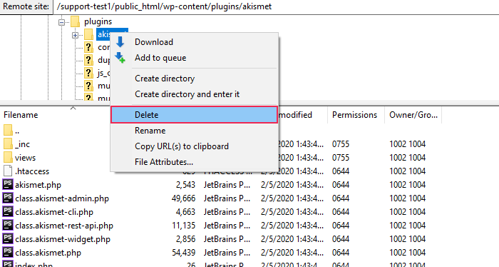 Delete plugin from the dropdown