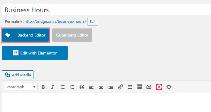 Backend Editor button