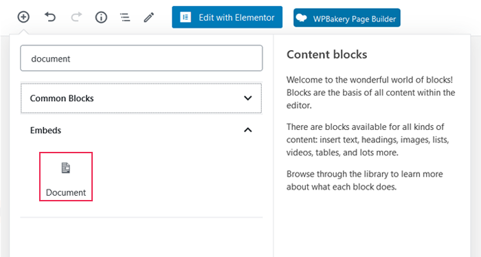 Gutenberg Document block