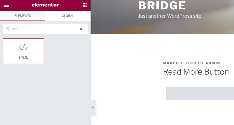 Elementor HTML widget
