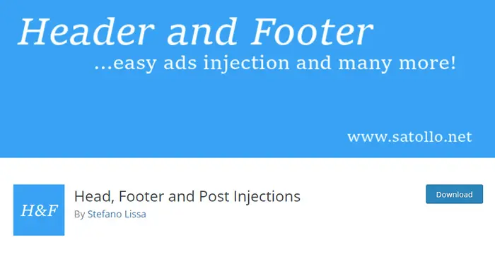 Head, Footer and Post Injections plugin