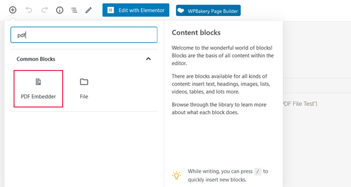 PDF Embedder Gutenberg block